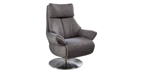 RELAXSESSEL MIT FUNKTION Chenille, Struktur Relaxfunktion    - Edelstahlfarben/Dunkelbraun, Design, Textil/Metall (88/112/86cm) - Cantus