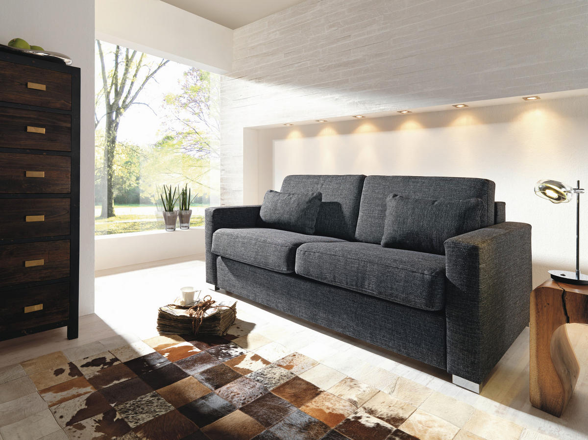 SCHLAFSOFA Anthrazit, Schwarz  - Chromfarben/Anthrazit, KONVENTIONELL, Textil/Metall (188/86/97cm) - Novel