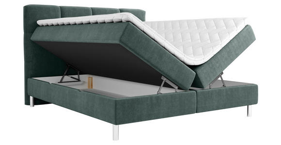 BOXBETT 160/200 cm in Türkis - Türkis/Chromfarben, Design, Holz/Holzwerkstoff (160/200cm) - Esposa