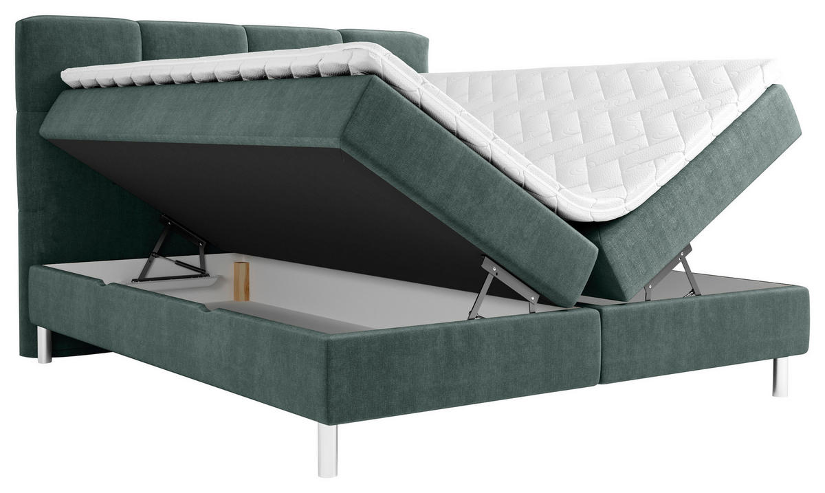 BOXBETT 160/200 cm  in Türkis  - Türkis/Chromfarben, Design, Holz/Holzwerkstoff (160/200cm) - Esposa