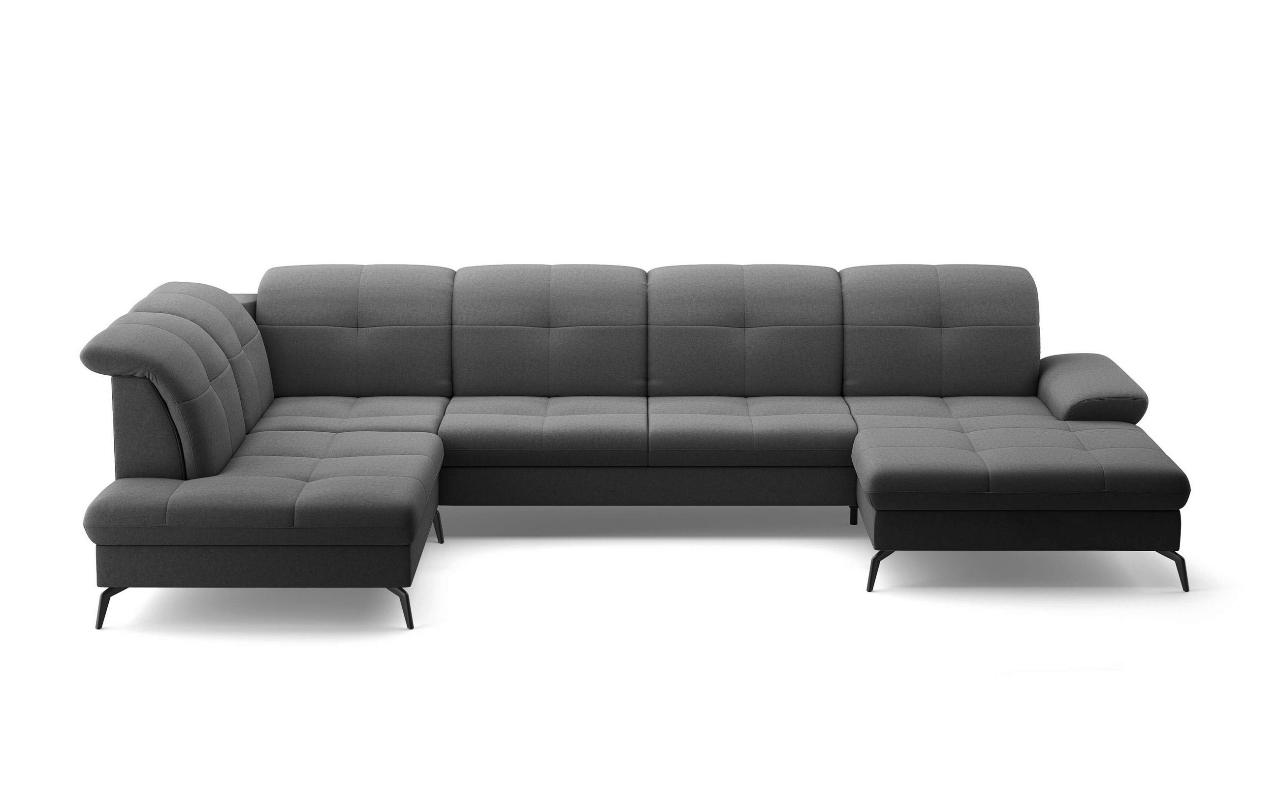 WOHNLANDSCHAFT in Flachgewebe Dunkelgrau  - Dunkelgrau/Schwarz, Konventionell, Textil/Metall (231/357/185cm) - Sit & More