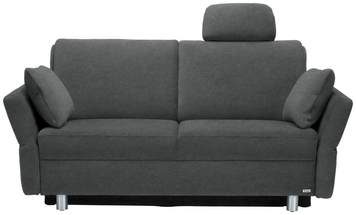 SCHLAFSOFA in Velours, beflockt Grau  - Alufarben/Grau, KONVENTIONELL, Kunststoff/Textil (170/88/91cm) - Sedda