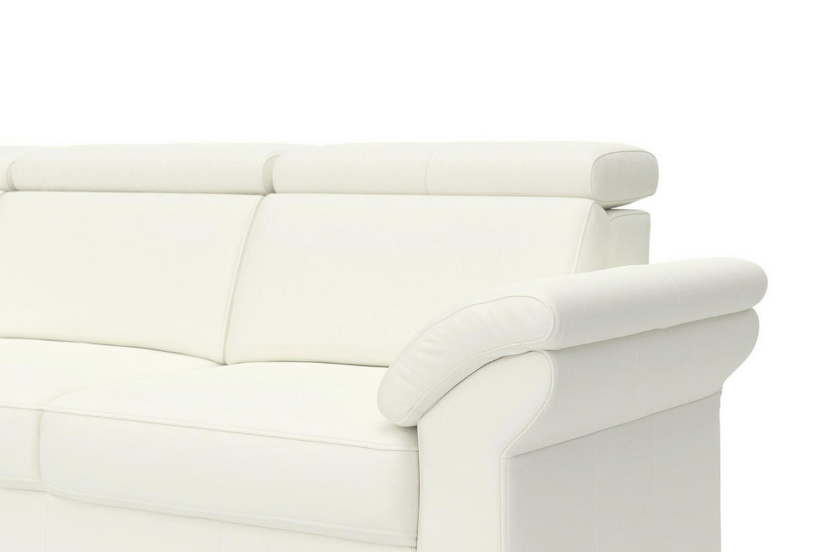ECKSOFA 194/245 cm ARNGAST E in Echtleder Weiß Kopfteilverstellung  194/245 cm  - Chromfarben/Weiß, Basics, Leder/Textil (194/245cm) - Sit & More