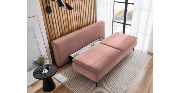 BOXSPRINGSOFA Flachgewebe Rosa  - Schwarz/Rosa, KONVENTIONELL, Textil/Metall (204/93/100cm) - Novel