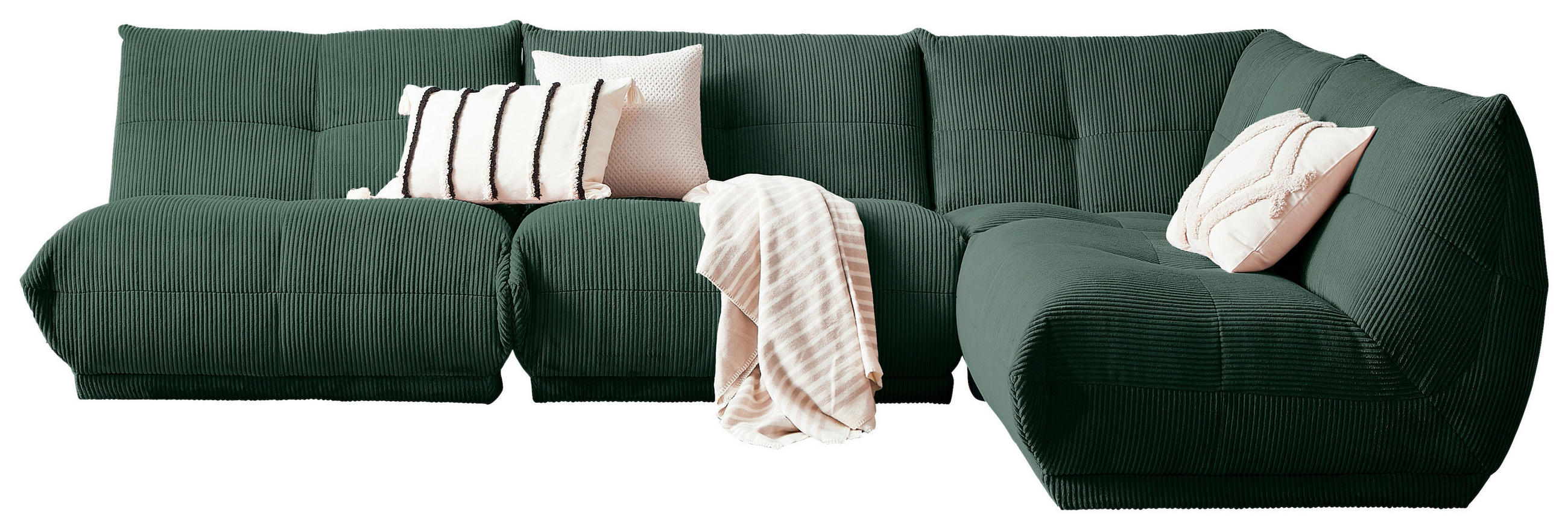 ECKSOFA in Cord Dunkelgrün  - Dunkelgrün, Trend, Textil (315/210cm) - Livetastic