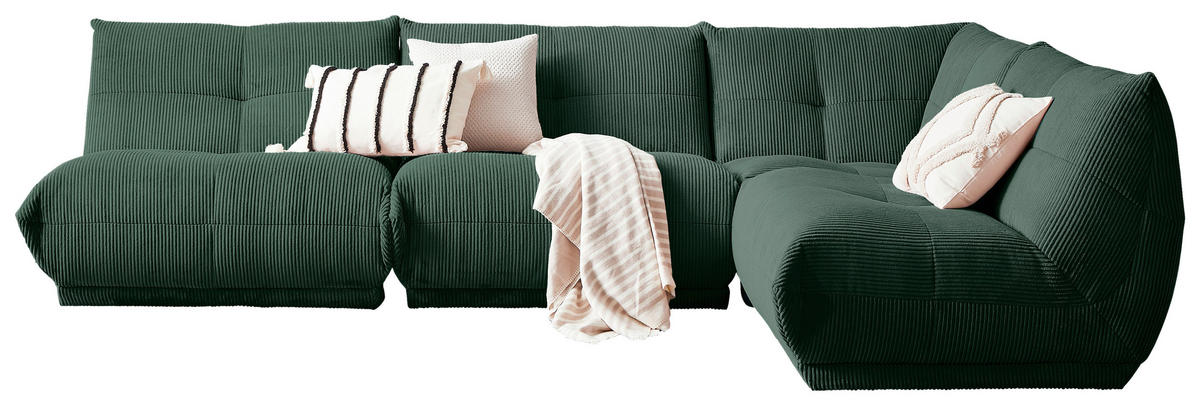ECKSOFA Dunkelgrün Cord  - Dunkelgrün, Trend, Textil (315/210cm) - Livetastic