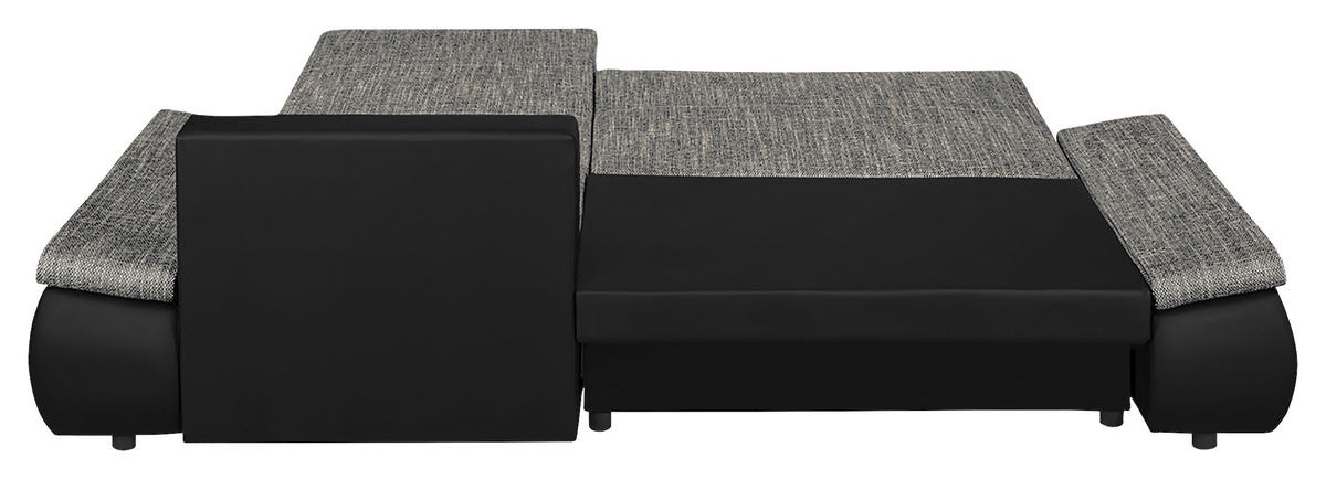 ECKSOFA Grau, Schwarz Textilgeflecht  - Chromfarben/Schwarz, Design, Textil (266/175cm) - Livetastic