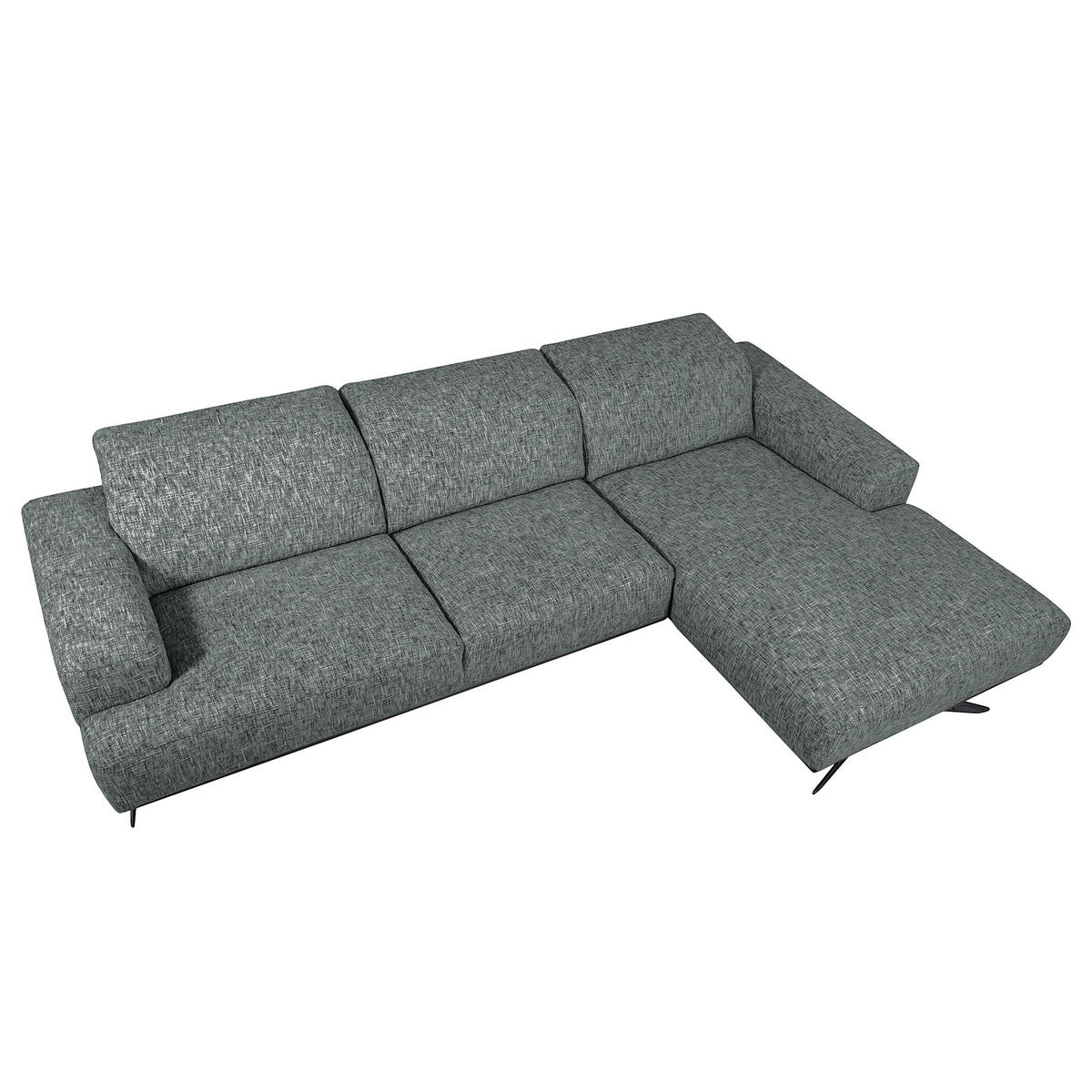 ECKSOFA PORTLAND Anthrazit Struktur Kopfteilverstellung  - Anthrazit/Schwarz, Design, Holz/Textil (295/187cm) - Livetastic