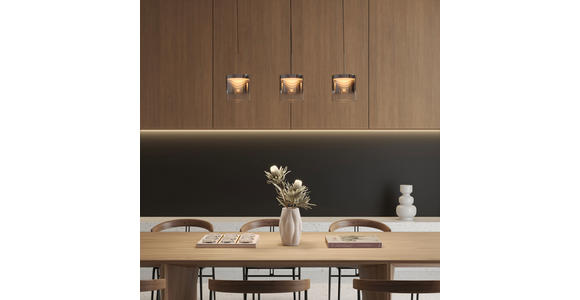 LED-HÄNGELEUCHTE Baia 100/20/180 cm   - Schwarz, Design, Glas/Metall (100/20/180cm) - Dieter Knoll