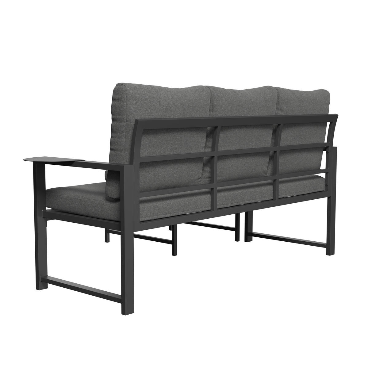 LOUNGEGARNITUR 2-teilig   191,5/81/67 cm Stahl  - Dunkelgrau, MODERN, Textil/Metall (191,5/81/67cm) - Ambia Garden