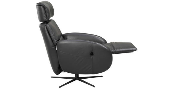 RELAXSESSEL Itala Echtleder Relaxfunktion, Kopfteilverstellung, Rücken echt    - Schwarz, Design, Leder (71/110/80cm) - Novel