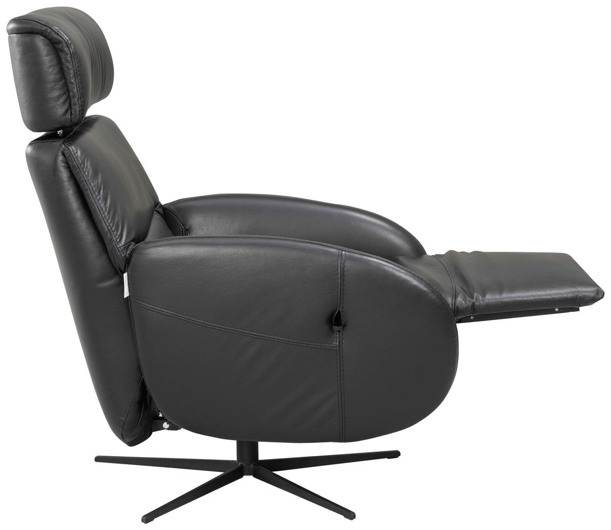 RELAXSESSEL Itala Echtleder Relaxfunktion, Kopfteilverstellung, Rücken echt    - Schwarz, Design, Leder (71/110/80cm) - Novel