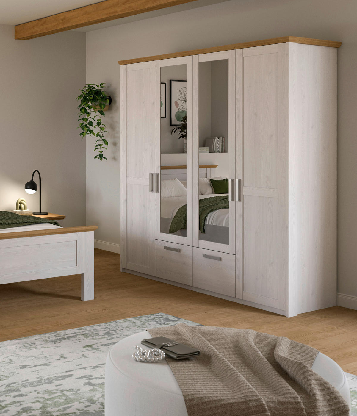 DREHTÜRENSCHRANK  in Lärchefarben, Eiche Artisan  - Silberfarben/Lärchefarben, ROMANTIK / LANDHAUS, Holzwerkstoff/Kunststoff (188/200/61cm) - Livetastic