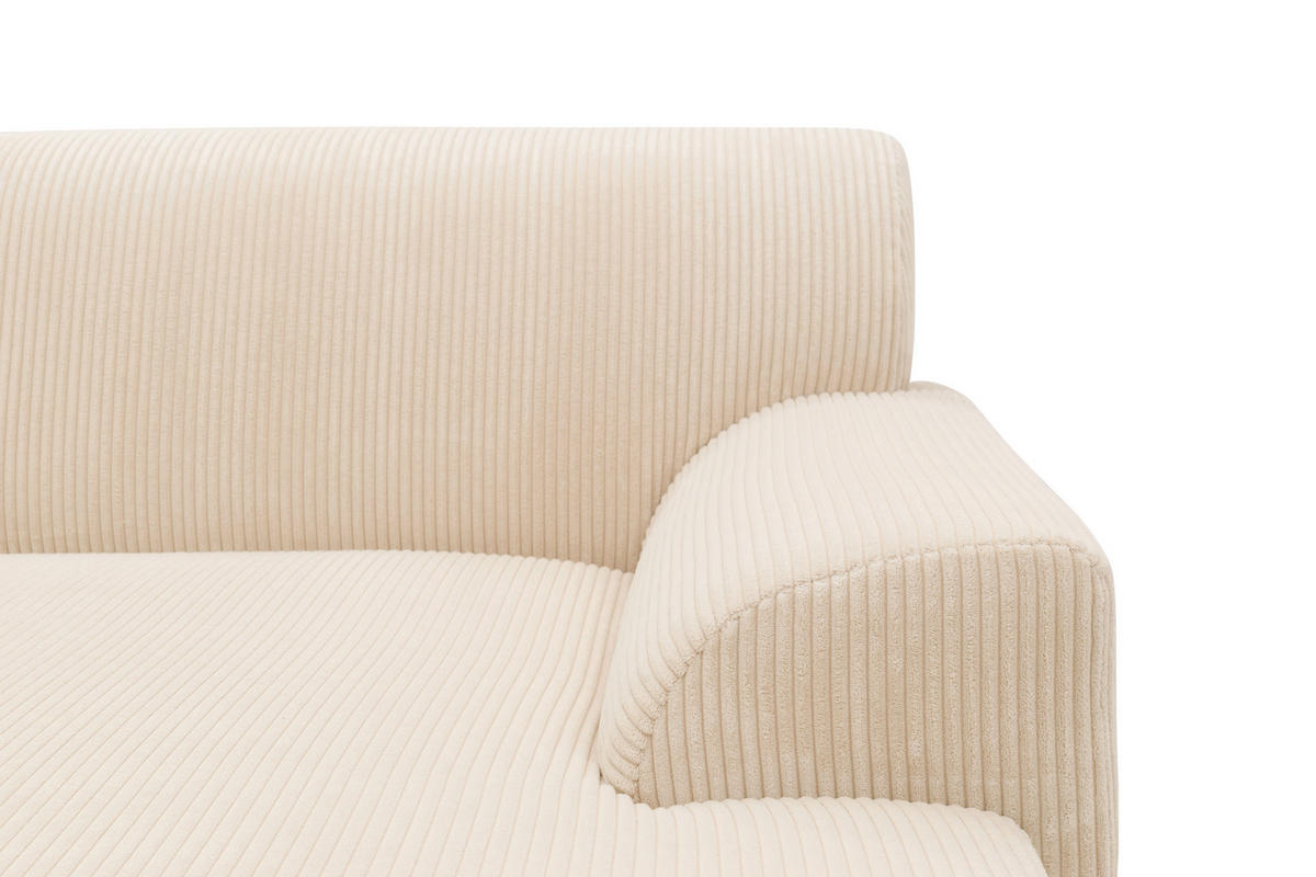 ECKSOFA NIKA Creme Webstoff  - Silberfarben/Creme, Basics, Holz/Textil (277/156cm) - MID.YOU
