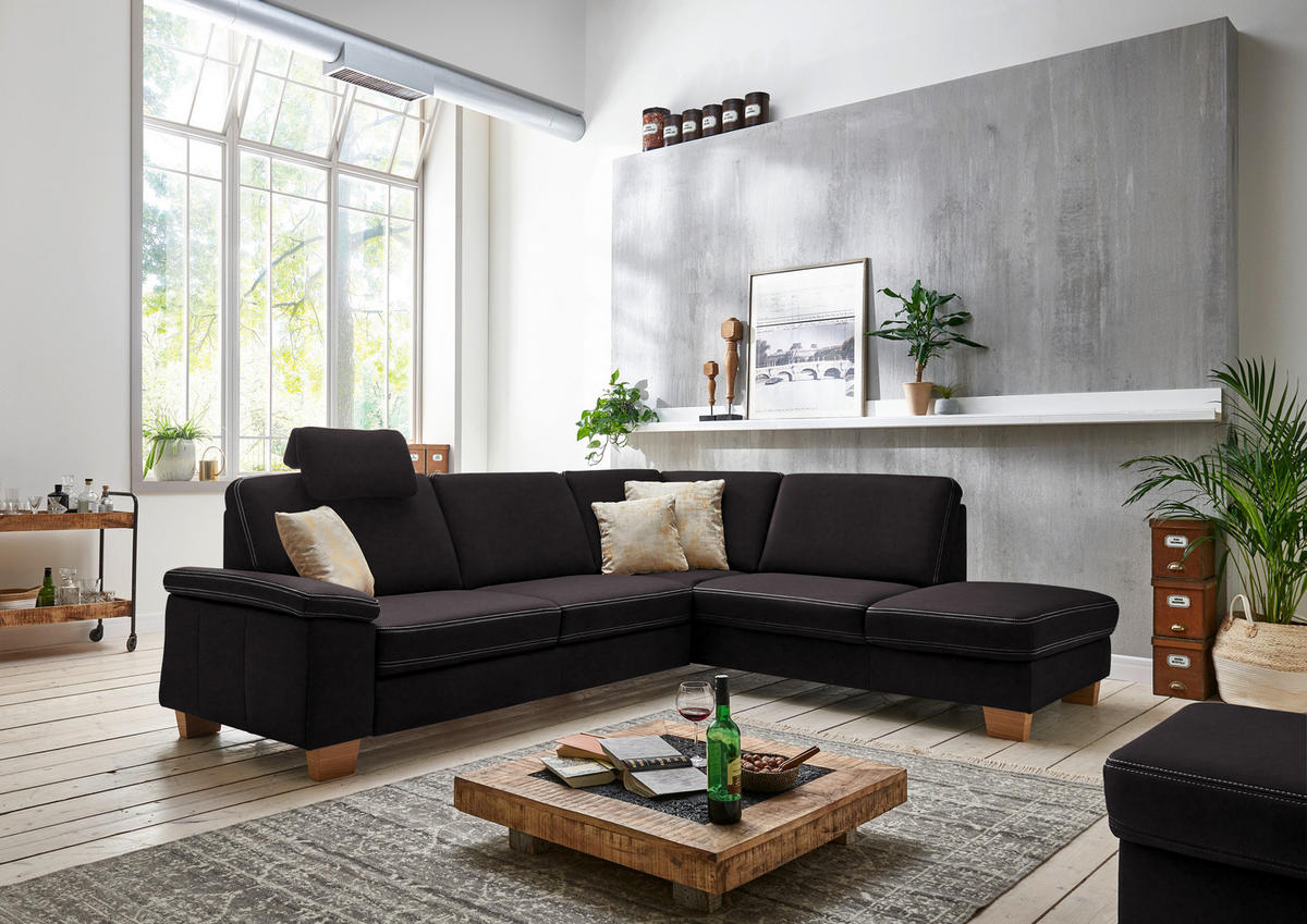 ECKSOFA  in Echtleder Dunkelbraun  274/235 cm  - Eichefarben/Dunkelbraun, KONVENTIONELL, Leder/Holzwerkstoff (274/235cm) - Beldomo Premium