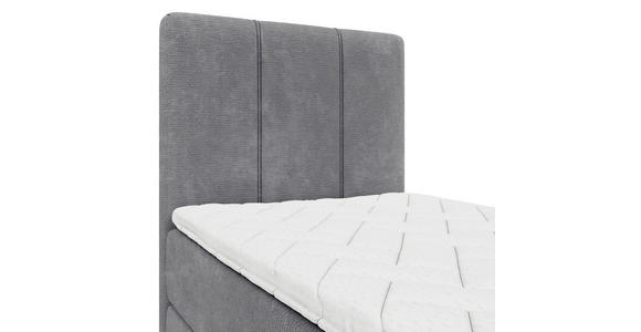 BOXBETT 70/200 cm,  in Grau, Matratze, gepolstertes Kopfteil, Bettkasten, Topper, H3 = fest  - Schwarz/Grau, Design, Holzwerkstoff/Kunststoff (70/200cm) - Esposa