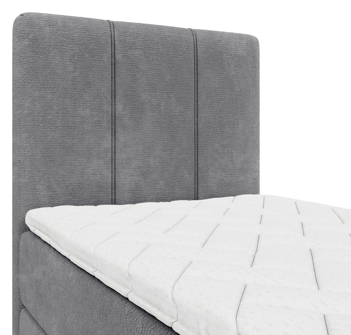 BOXBETT 70/200 cm,  in Grau, Matratze, gepolstertes Kopfteil, Bettkasten, Topper, H3 = fest  - Schwarz/Grau, Design, Holzwerkstoff/Kunststoff (70/200cm) - Esposa