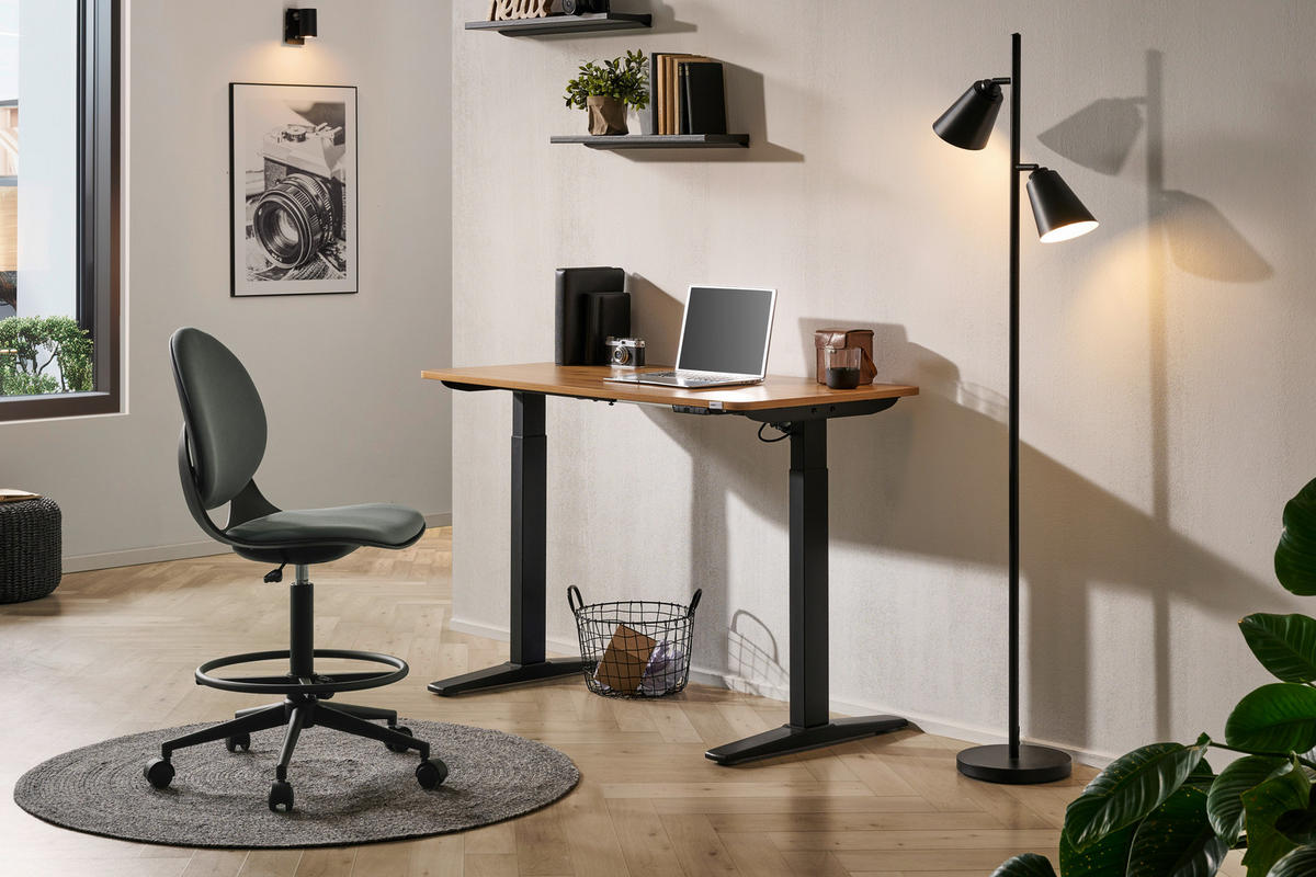 SCHREIBTISCH 120/60/71-116 cm  in Eiche Artisan  - Schwarz/Eiche Artisan, Modern, Holzwerkstoff/Kunststoff (120/60/71-116cm) - Carryhome