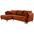 ECKSOFA Rostfarben Chenille  - Rostfarben/Schwarz, KONVENTIONELL, Holz/Textil (160/290cm) - Carryhome