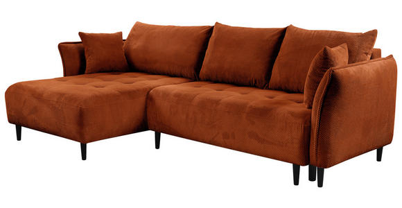 ECKSOFA Rostfarben Chenille - Rostfarben/Schwarz, KONVENTIONELL, Holz/Textil (160/290cm) - Carryhome