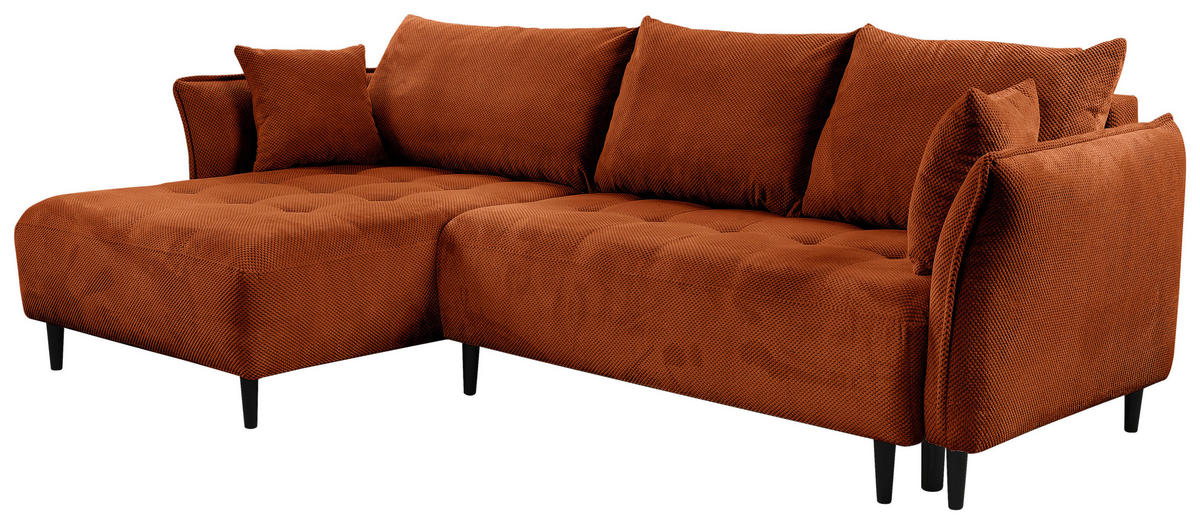 ECKSOFA in Chenille Rostfarben  - Rostfarben/Schwarz, KONVENTIONELL, Holz/Textil (160/290cm) - Carryhome