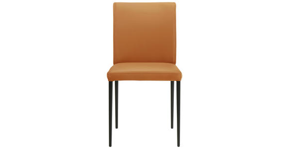 STUHL Echtleder Orange  - Schwarz/Orange, Design, Leder/Metall (46/87/58cm) - Johann Jakob