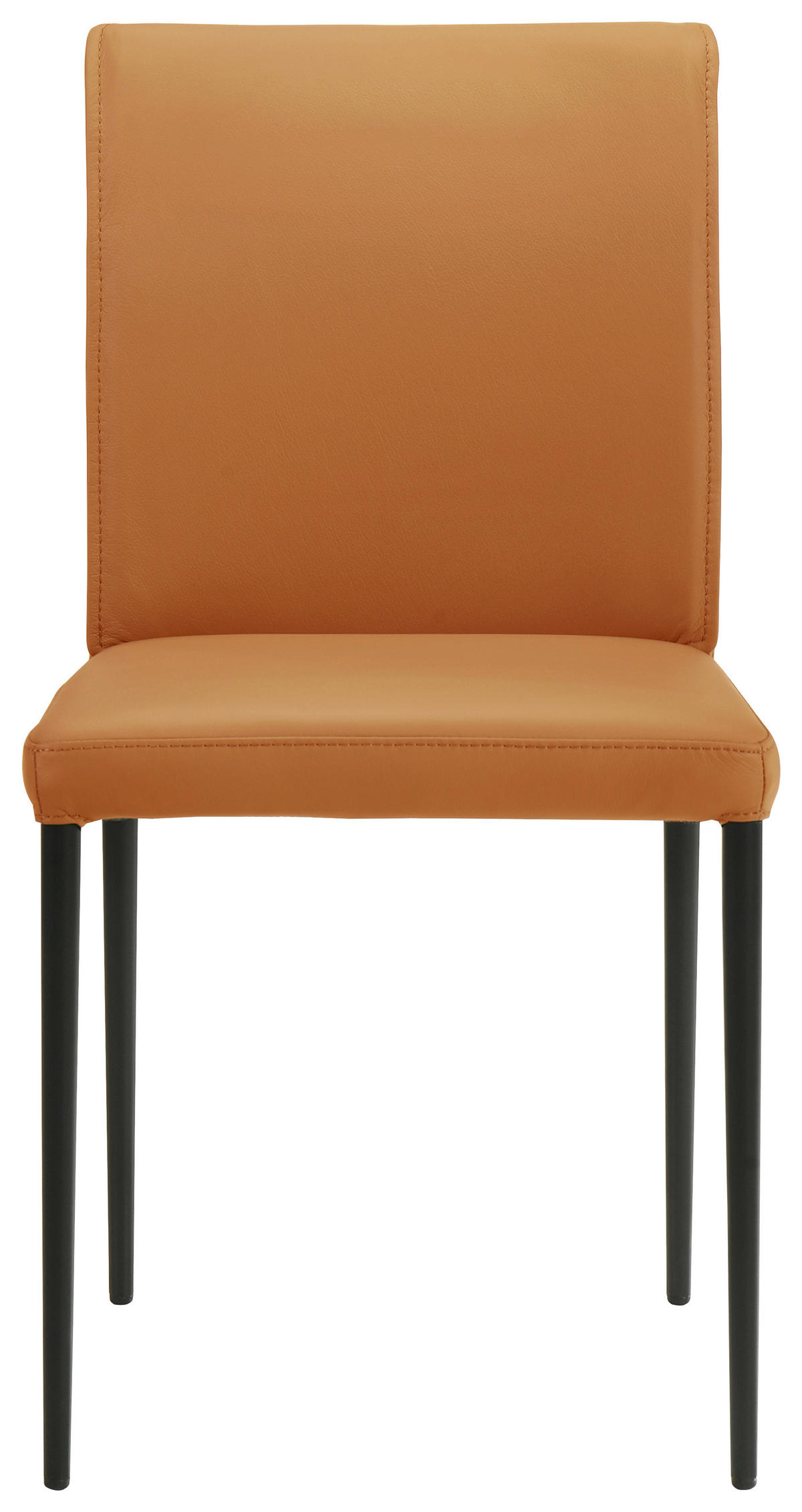 STUHL Echtleder Orange  - Schwarz/Orange, Design, Leder/Metall (46/87/58cm) - Johann Jakob