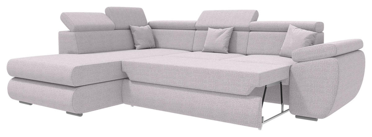 ECKSOFA Hellgrau Struktur  - Chromfarben/Hellgrau, KONVENTIONELL, Kunststoff/Textil (205/282cm) - Carryhome