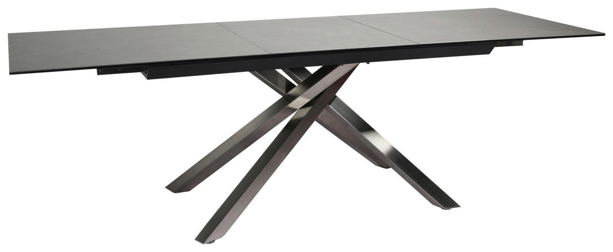 ESSTISCH in Metall, Glas, Keramik 180-240/90/76 cm  - Edelstahlfarben/Dunkelgrau, Design, Glas/Keramik (180-240/90/76cm) - Novel