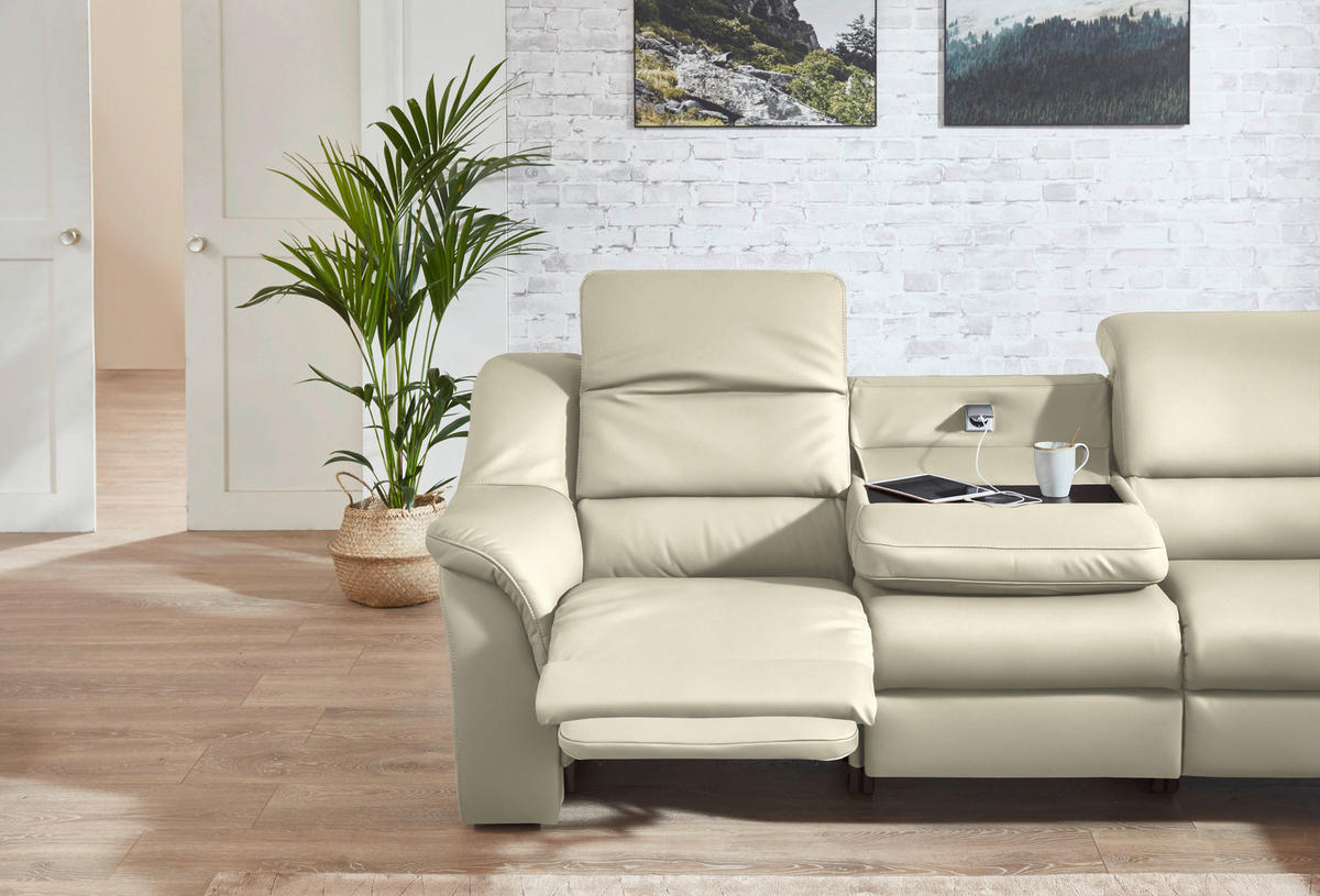 ECKSOFA  in Echtleder Creme  324/260 cm  - Chromfarben/Creme, KONVENTIONELL, Leder/Kunststoff (324/260cm) - Cantus
