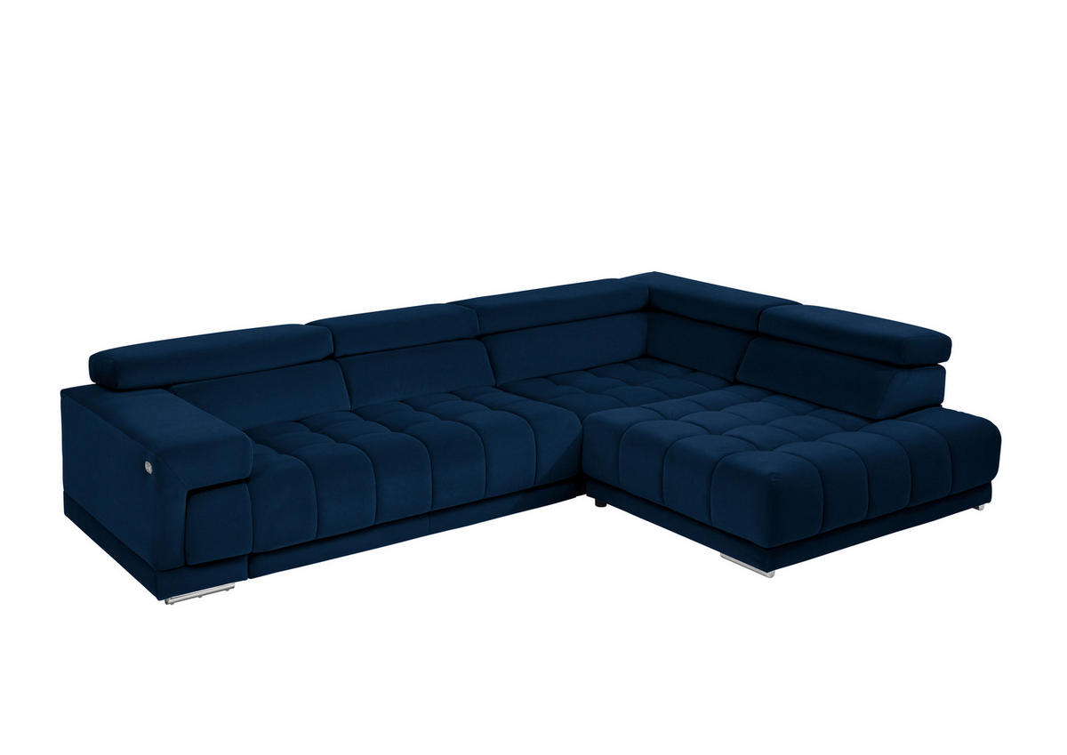 ECKSOFA  in Mikrofaser Dunkelblau  326/222 cm  - Chromfarben/Dunkelblau, Design, Textil/Metall (326/222cm) - Beldomo Speed