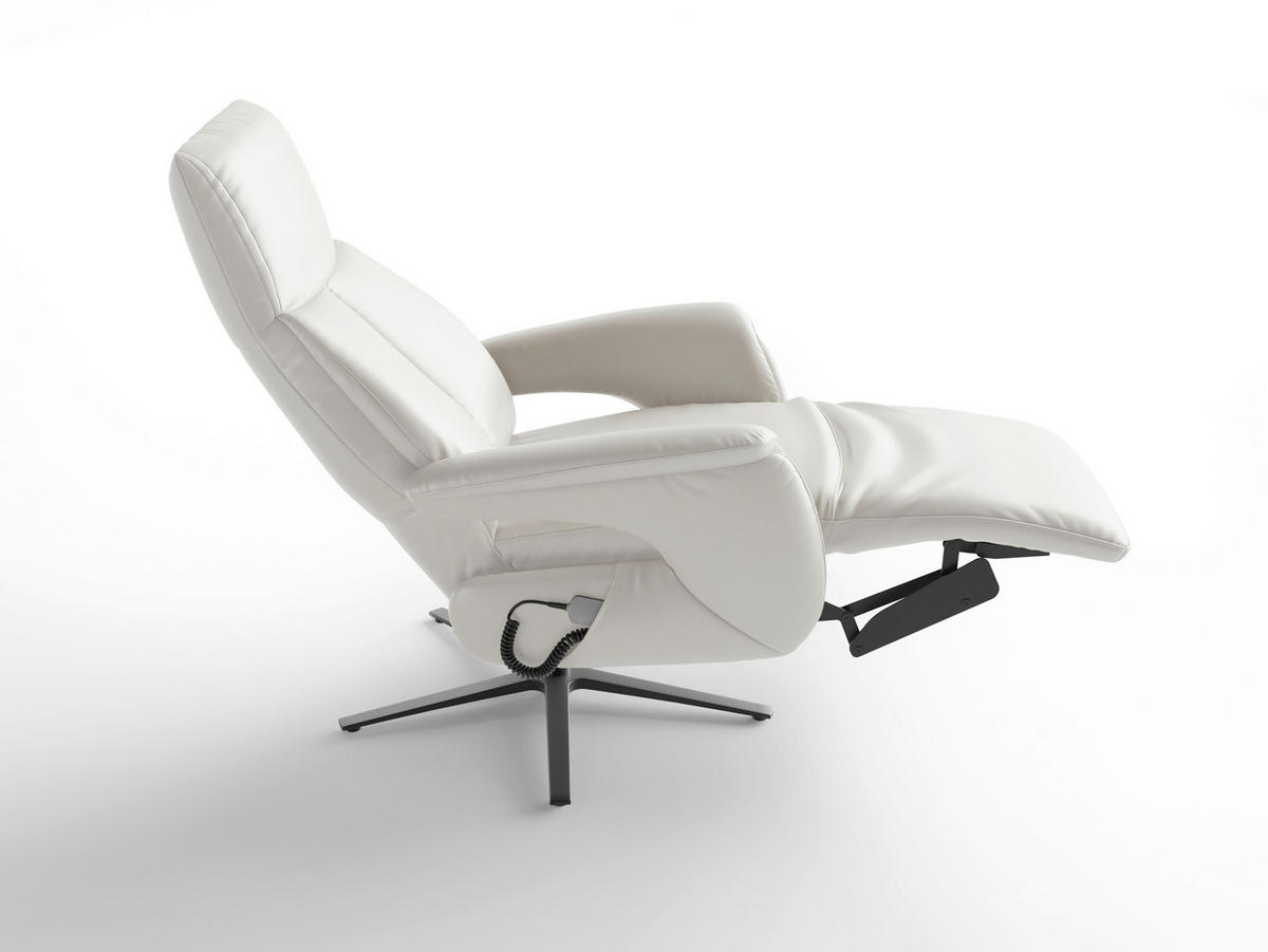 RELAXSESSEL Leder Weiss  - Weiss/Schwarz, Basics, Leder/Metall (75/110/85cm) - Sit & More