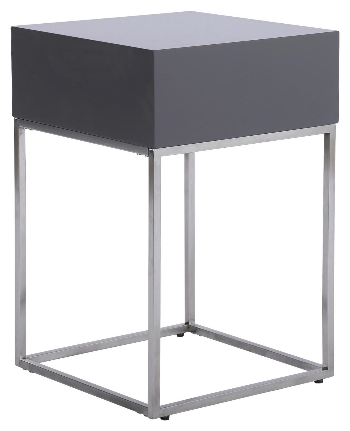 NACHTKÄSTCHEN 40/62/40 cm  in Anthrazit, Silberfarben  - Anthrazit/Silberfarben, Basics, Holzwerkstoff/Metall (40/62/40cm) - Xora