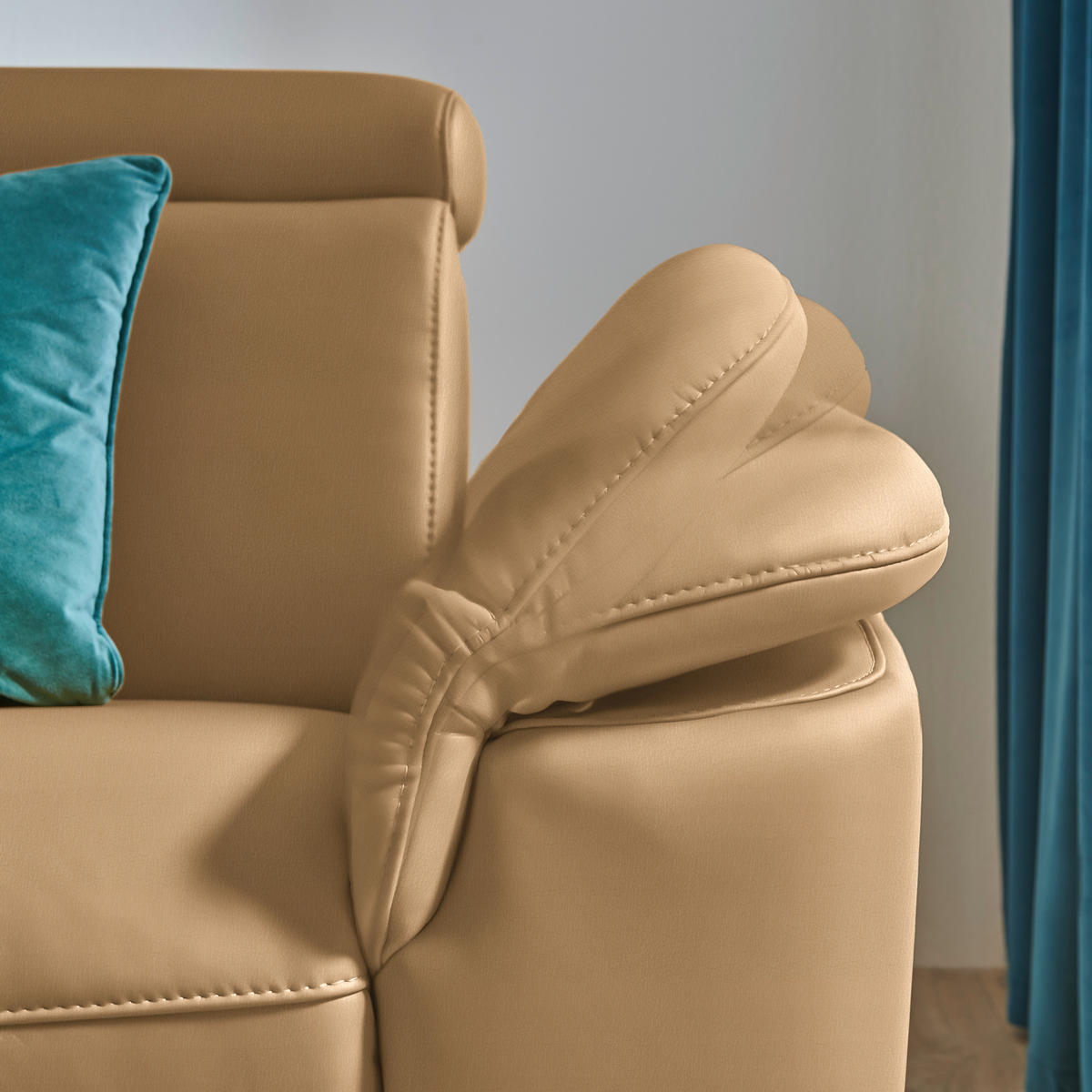 ECKSOFA in Echtleder Honig  239/285 cm  - Schwarz/Honig, Design, Leder/Metall (239/285cm) - Cantus