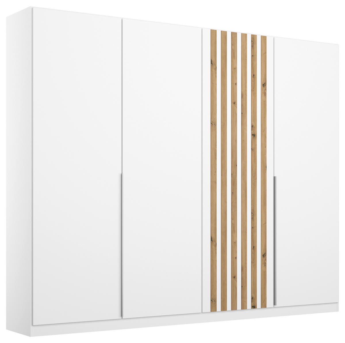 DREHTÜRENSCHRANK in Weiss, Eiche Artisan  - Weiss/Alufarben, Modern, Holzwerkstoff/Metall (226/210/54cm) - Rauch Möbel