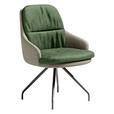 ARMLEHNSTUHL  Beinauswahl, Sitzfläche 360° drehbar, Stoff-/Lederauswahl Velours  Graugrün, Grün  - Schwarz/Graugrün, Design, Textil/Metall (60/86/66cm) - Dieter Knoll