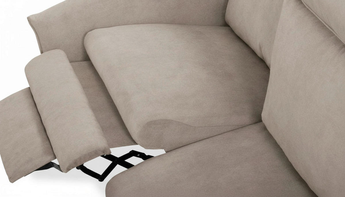 3-SITZER-SOFA  in Mikrofaser Beige Skandinavisch, Modern  - Beige/Buchefarben, Design, Holz/Textil (202/110/92cm) - Livetastic