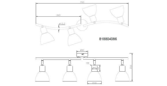 LED-STRAHLER 70/13/9,6 cm   - Schwarz/Weiß, Basics, Glas/Metall (70/13/9,6cm) - Novel
