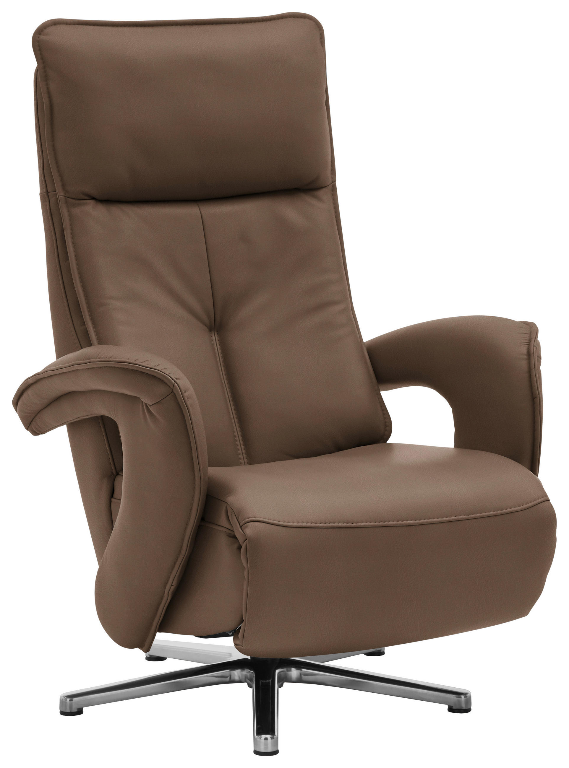 RELAXSESSEL in Leder Grau  - Edelstahlfarben/Grau, Design, Leder/Metall (77/110/87cm) - Valdera
