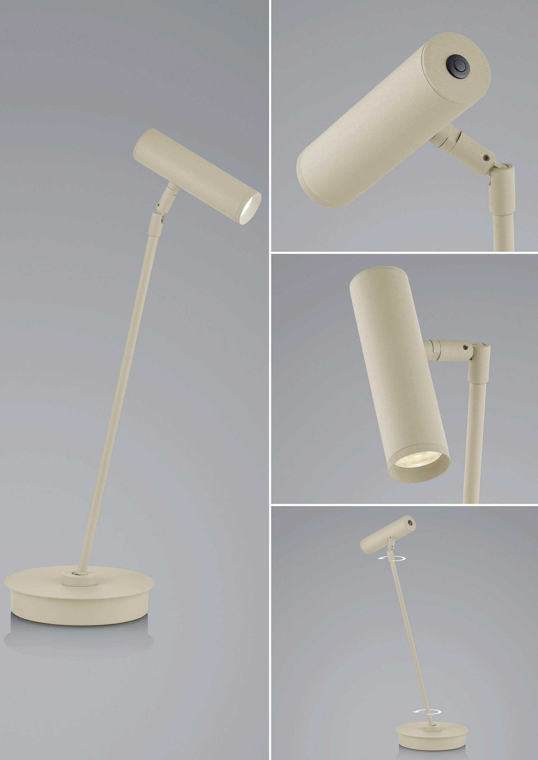 LED-TISCHLEUCHTE Tom Pro 15.8/47.5 cm   - Sandfarben, MODERN, Metall (15.8/47.5cm) - Hell