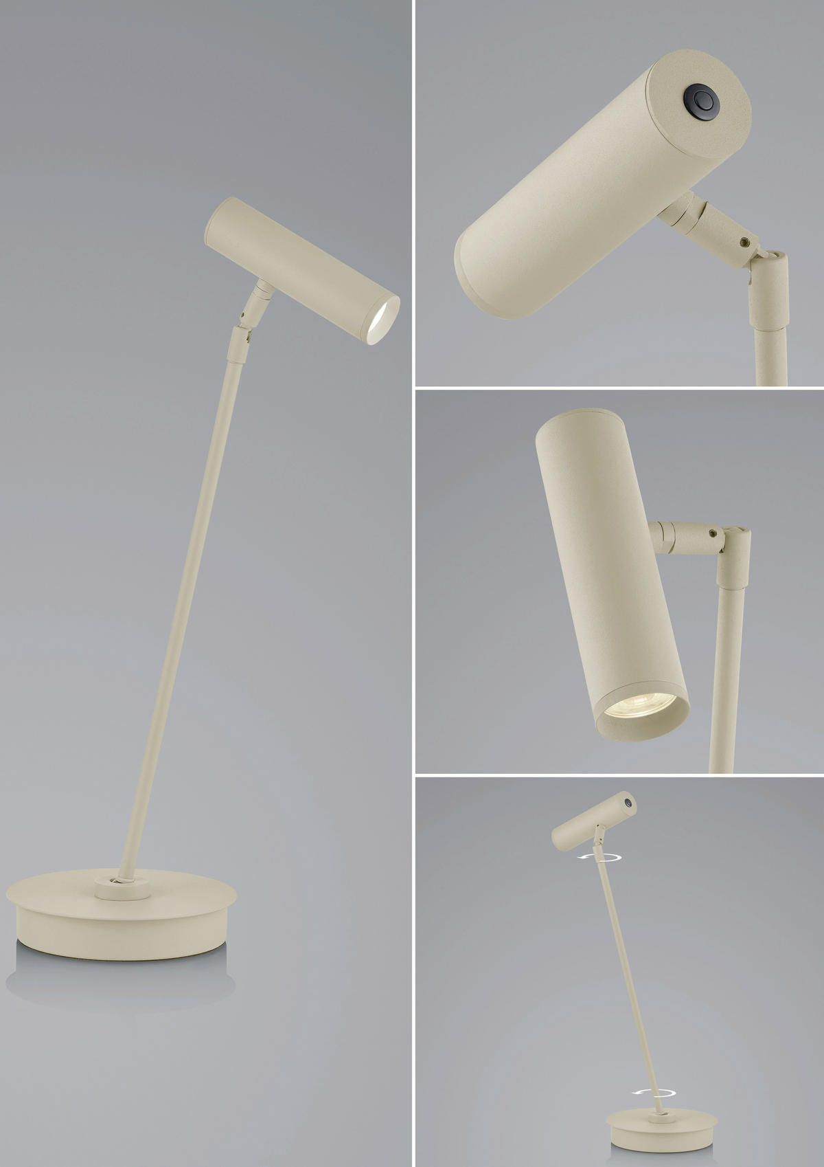 LED-TISCHLEUCHTE Tom Pro 15.8/47.5 cm   - Sandfarben, MODERN, Metall (15.8/47.5cm) - Hell