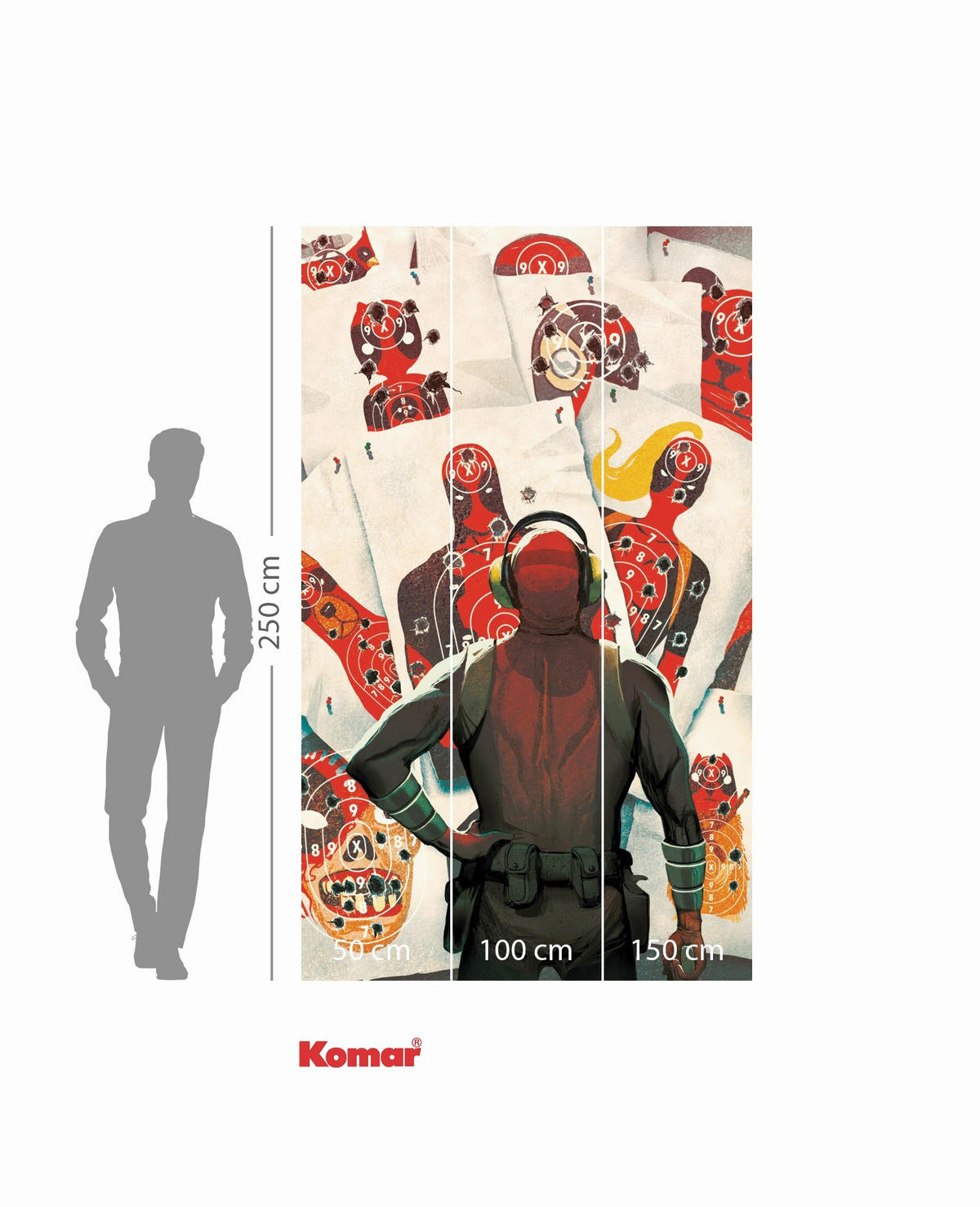 FOTOTAPETE DEADPOOL TARGET SHOOTING  - Anthrazit/Rot, Design, Textil (150/250cm) - Marvel