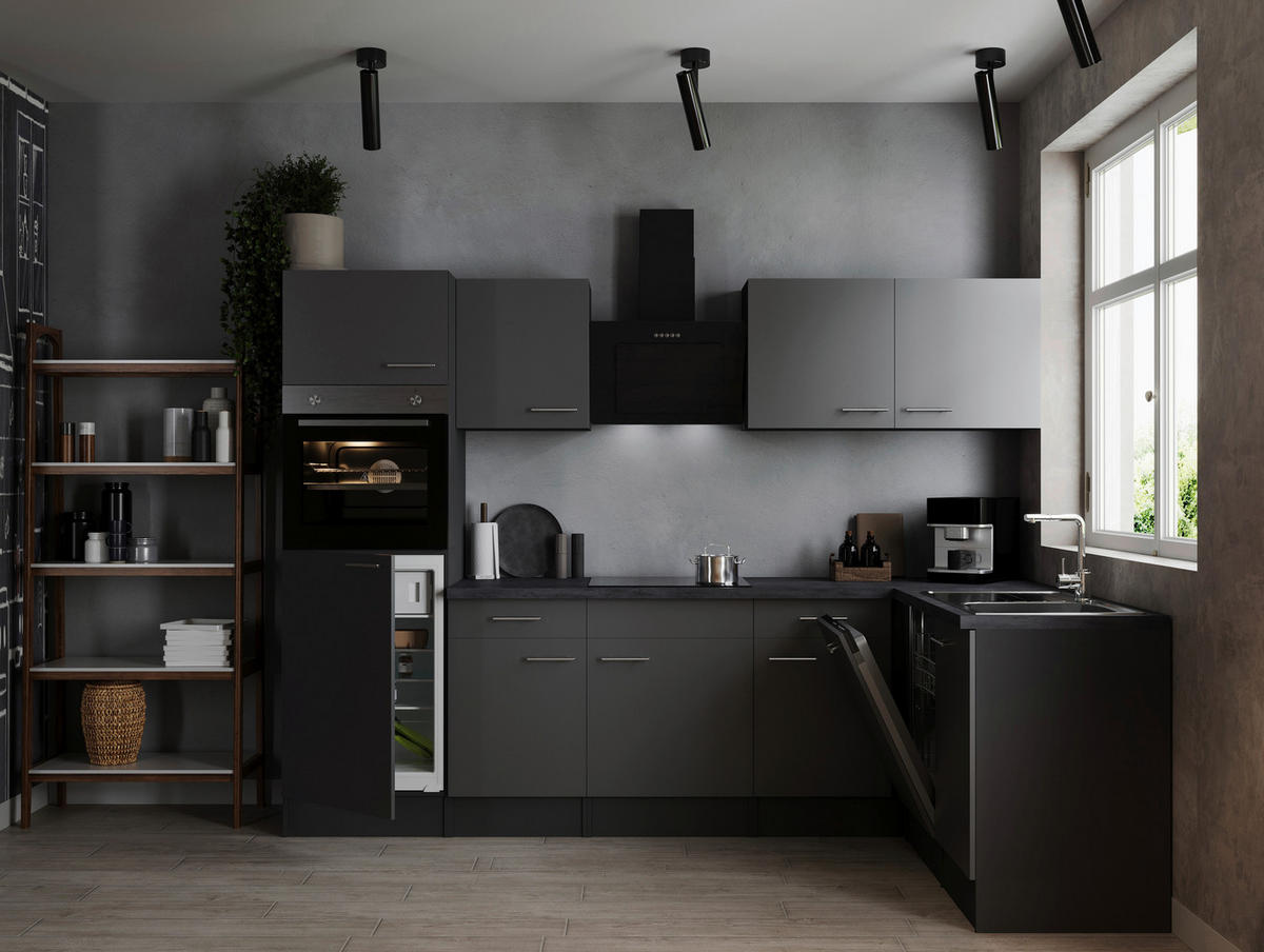 ECKKÜCHE 280/172 cm  in Grau  - Silberfarben/Grau, Design, Holzwerkstoff/Metall (280/172cm) - Respekta