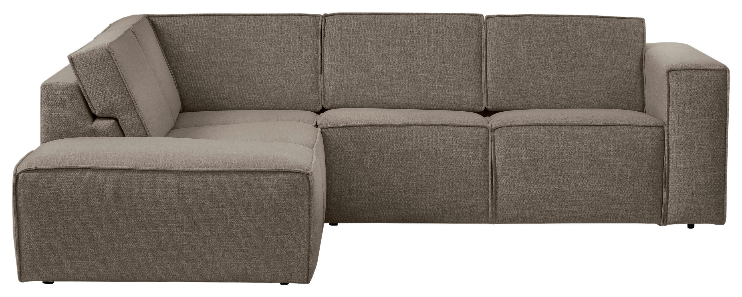 ECKSOFA DICE Grau, Taupe Struktur  - Taupe/Schwarz, MODERN, Kunststoff/Textil (220/275cm) - Trendmanufaktur