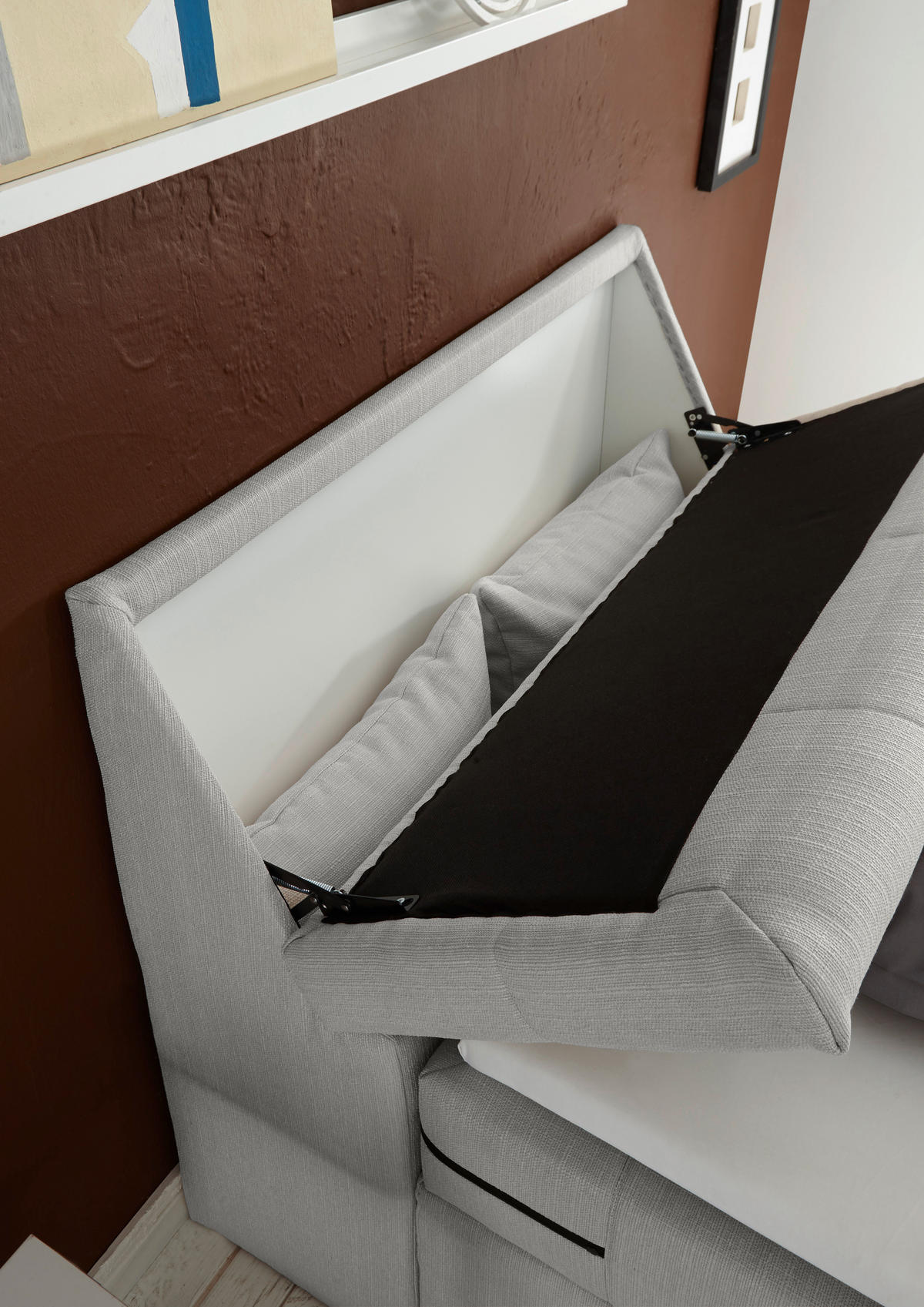 BOXSPRINGBETT 120/200 cm,  in Silberfarben, Matratze, Bettkasten, Topper, motorische Verstellbarkeit, H2 = mittel  - Silberfarben, Design, Kunststoff/Textil (120/200cm) - Esposa