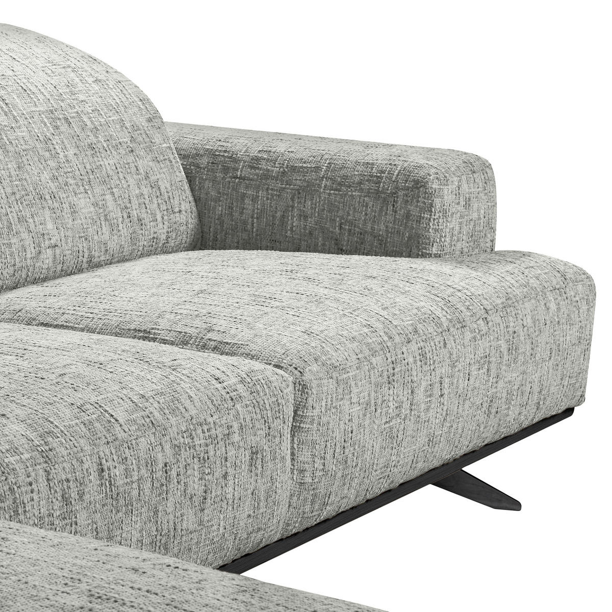 ECKSOFA PORTLAND in Struktur Grau Kopfteilverstellung  187/295 cm  - Schwarz/Grau, Design, Holz/Textil (187/295cm) - Livetastic