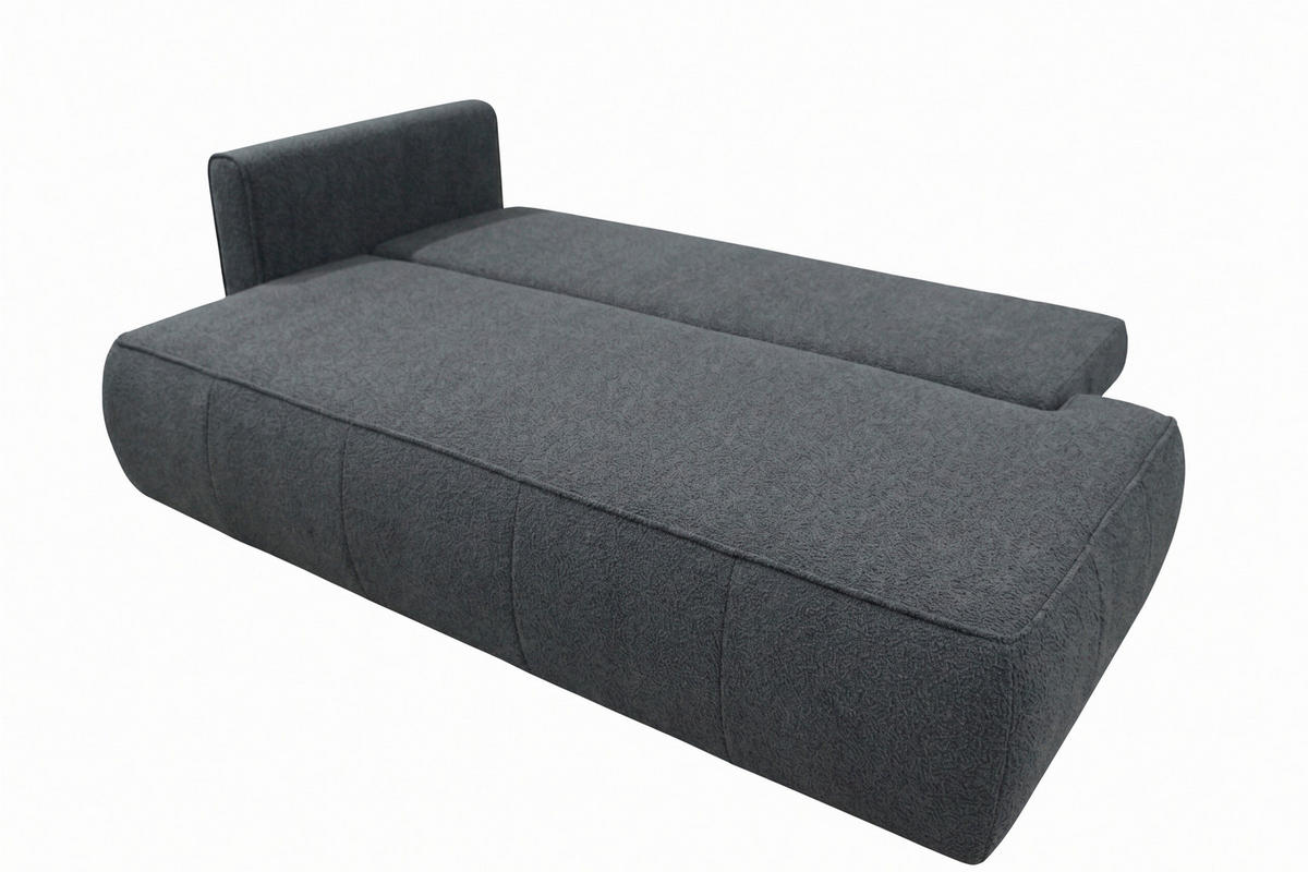 RÉCAMIERE HEVIA in Bouclé Grau  inkl.  - Schwarz/Grau, Design, Kunststoff/Textil (98/97/235cm) - MID.YOU