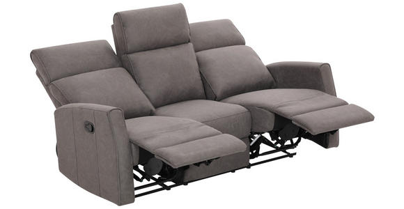 3-SITZER-SOFA Mikrofaser Grau  - Schwarz/Grau, KONVENTIONELL, Kunststoff/Textil (180/105/93cm) - Xora