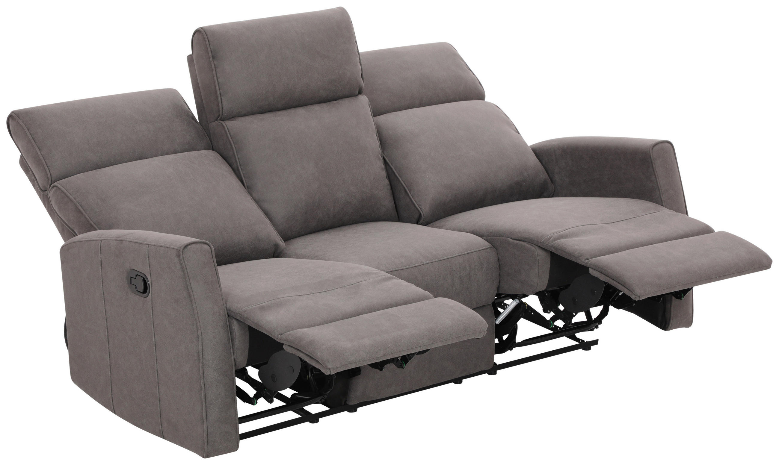 3-SITZER-SOFA Mikrofaser Grau  - Schwarz/Grau, KONVENTIONELL, Kunststoff/Textil (180/105/93cm) - Xora