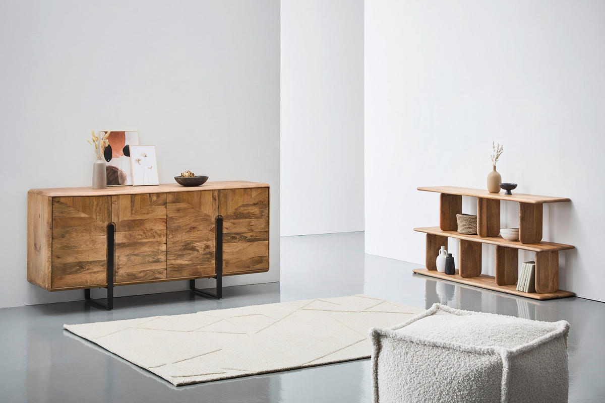 SIDEBOARD  in 170/80/45 cm  - Schwarz/Naturfarben, Design, Holz/Metall (170/80/45cm) - Livetastic
